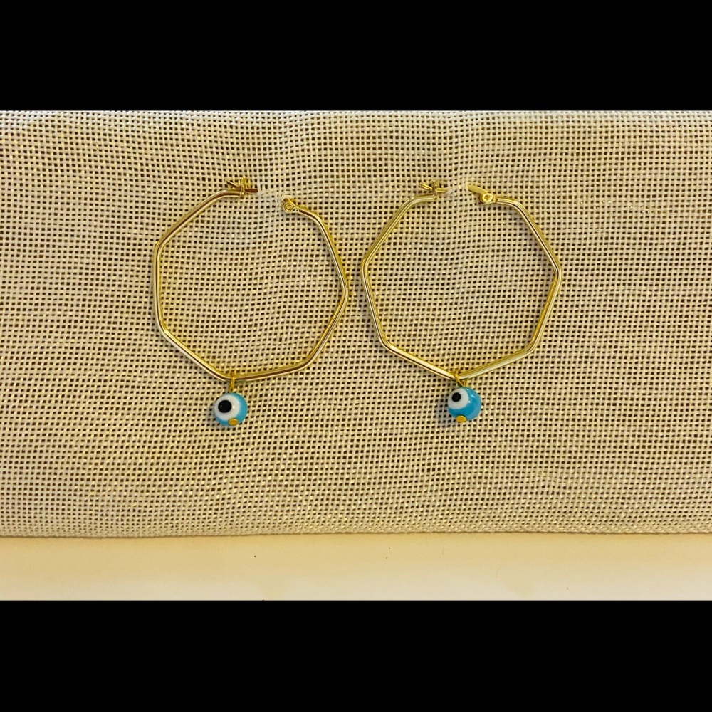 Evil eye hoop earrings gold plated
